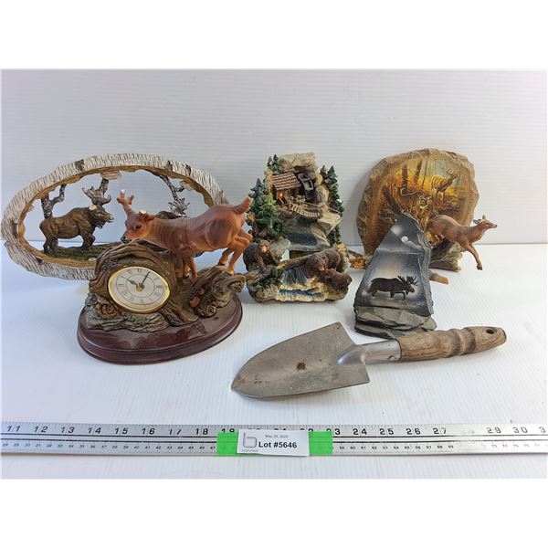 Various Desk Decorations and Plant Shovel