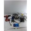 Image 1 : Assorted Items - Milwaukee Power Drill, Air Pressure Gauge, Rockwell Router Base, Misc - As Is