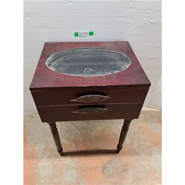 *Ducks Unlimited Wood & Glass Side Table, Cannot Ship