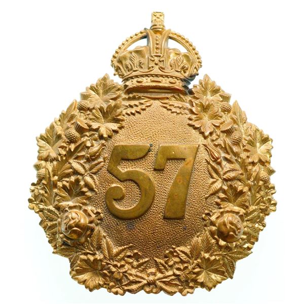 Militaria Insignia;  Helmet Plate Badge - 57th Peterborough Rangers Regiment SBP Victorian example. 