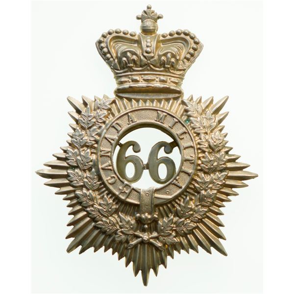 Militaria Insignia;  Helmet Plate Badge - 66th Princess Louise Regiment 2 pc Victorian example.