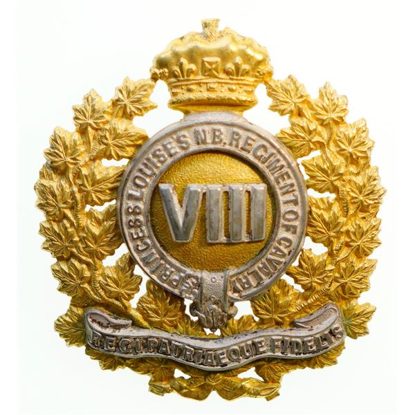 Militaria Insignia;  Helmet Plate Badge - 8th Princess Louise's New Brunswick Cavalry Victorian exam
