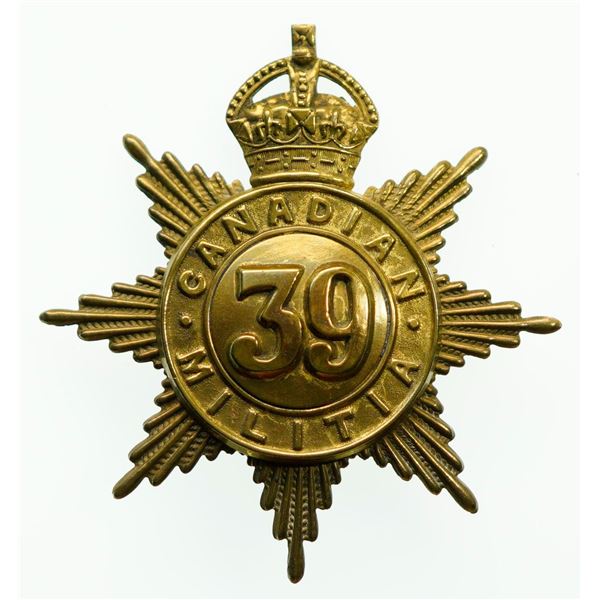 Militaria Insignia;  Helmet Plate Badge - 39th Regiment (Norfolk Rifles) Victoria example.  9cm x 10