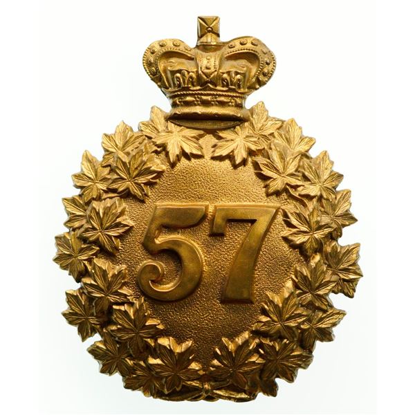 Militaria Insignia;  Helmet Plate Badge - 57th Peterborough Rangers Regiment SBP Victorian example. 