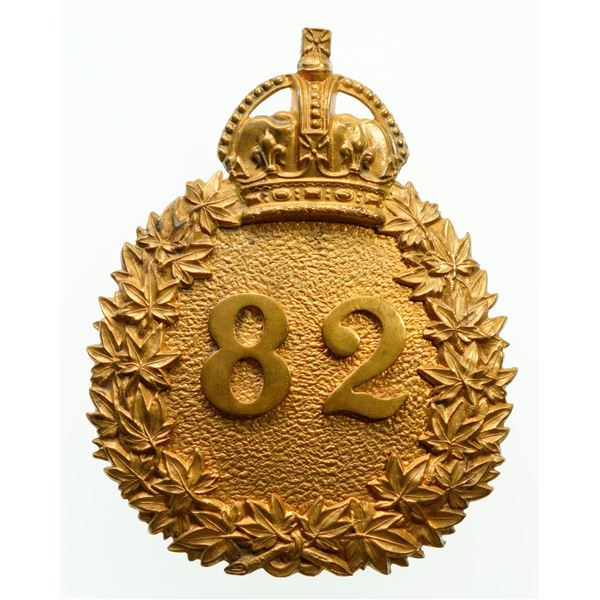 Militaria Insignia;  Helmet Plate Badge - 82nd Abgeweit Light Infantry Canadian Regiment Gilded exam