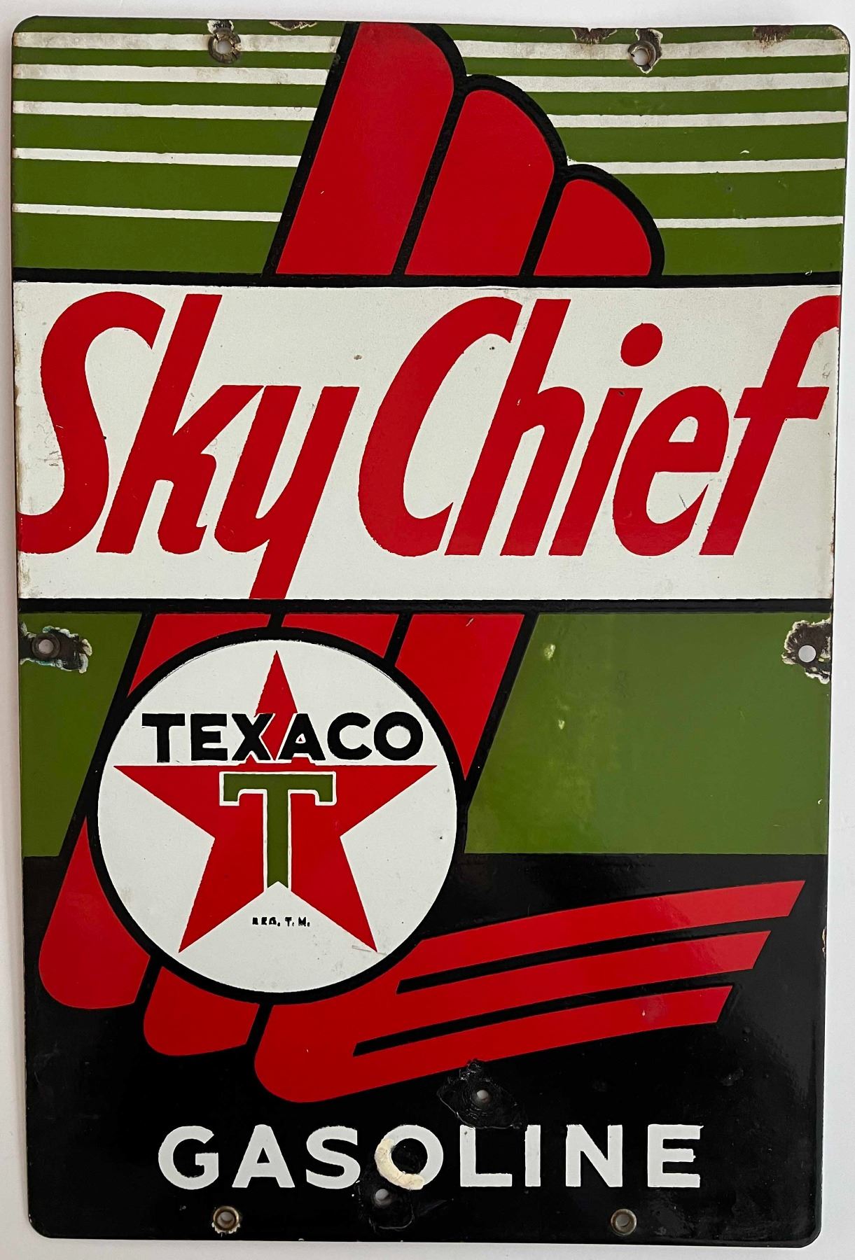 Vintage Advertising; Texaco Sky Chief Sign - Porcelain Gas Pump Belly ...