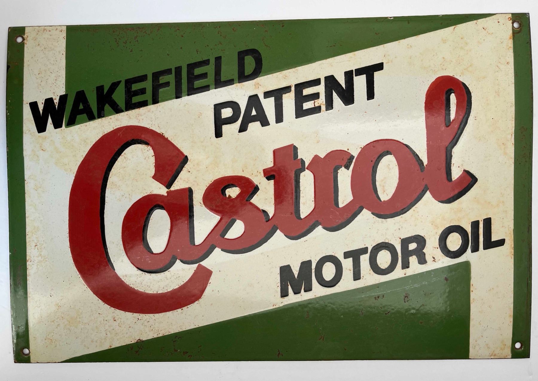 Vintage Advertising; A Wakefield Patent Castrol Motor Oil enamel sign ...