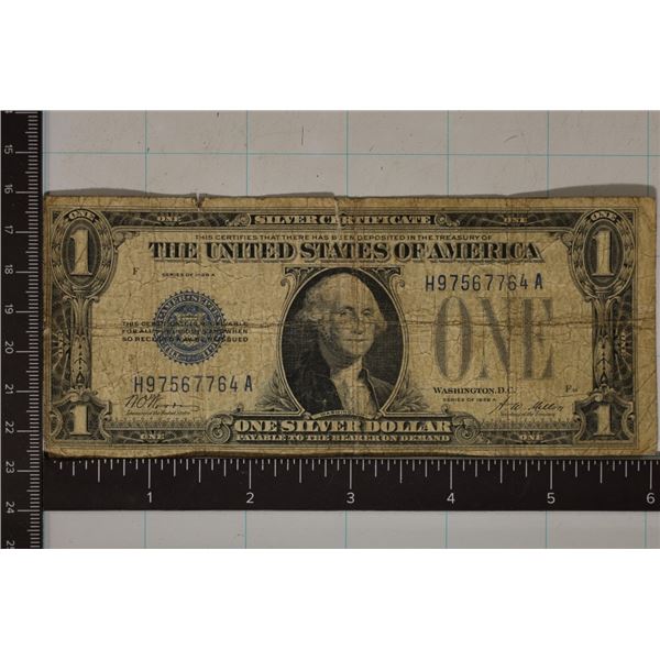 1928-A FUNNY BACK $1 SILVER CERTIFICATE BLUE SEAL