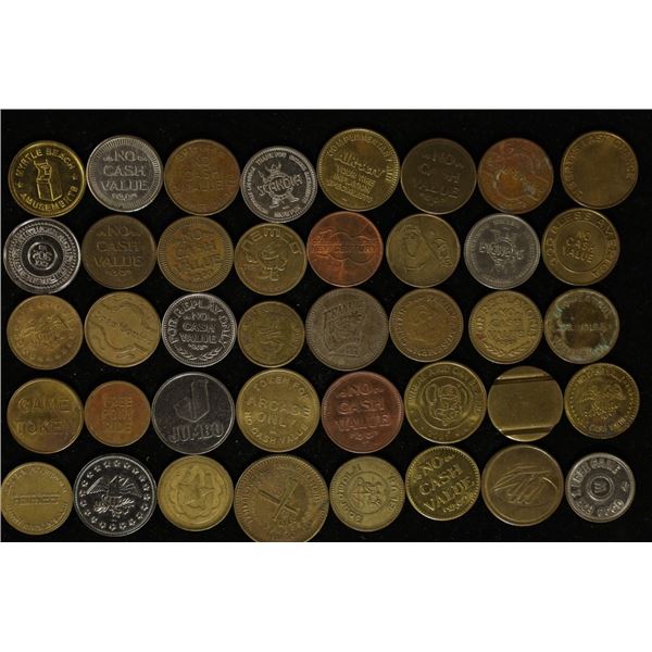 40 ASSORTED METAL ARCADE TOKENS