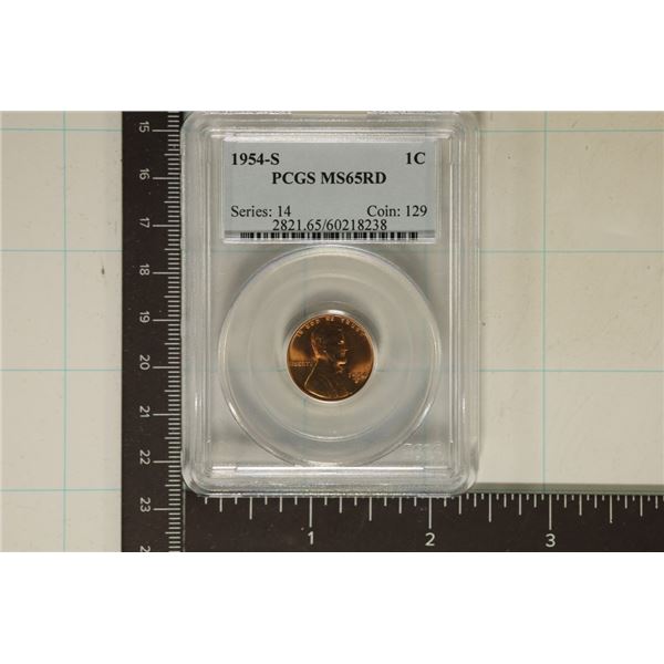 1954-S LINCOLN WHEAT CENT PCGS MS65RD