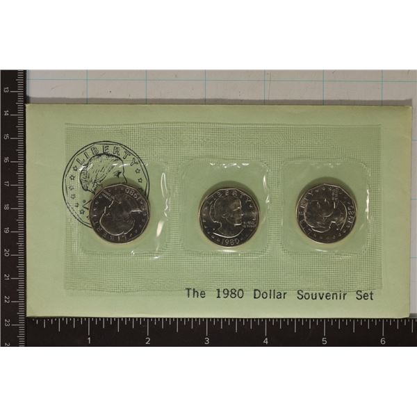 1980-P/D/S SBA DOLLAR SOUVENIR SET WITH ENVELOPE