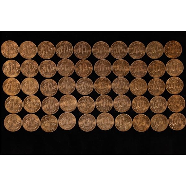 50-1967 GREAT BRITAIN BRILLIANT UNC HALF PENNIES