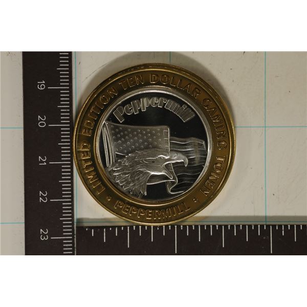 CASINO $10 SILVER TOKEN (UNC) THE PEPPERMILL