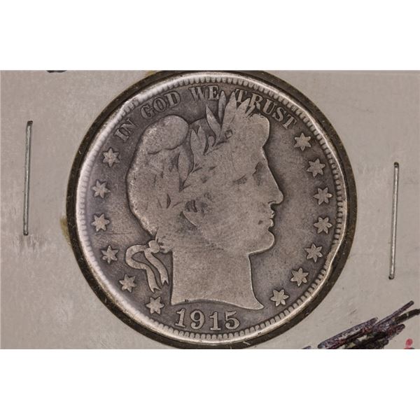 1915-D SILVER BARBER HALF DOLLAR VERY GOOD
