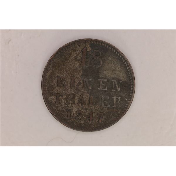 1847 GERMAN MECHLENBURG-STRELITZ SILVER 1/48