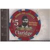 Image 2 : $5 CLARIDGE CASINO CHIP ATLANTIC CITY GAMBLING