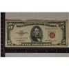 Image 1 : 1953 US $5 RED SEAL NOTE