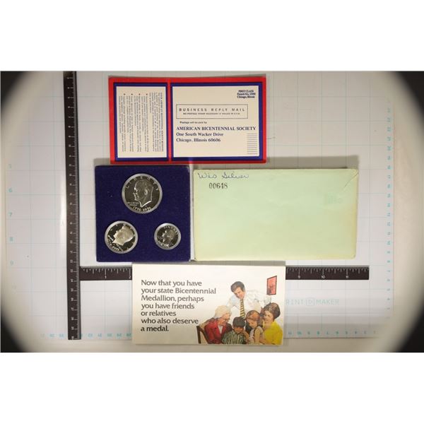 1976 SILVER 3 COIN BICENTENNIAL PF SET MISSING