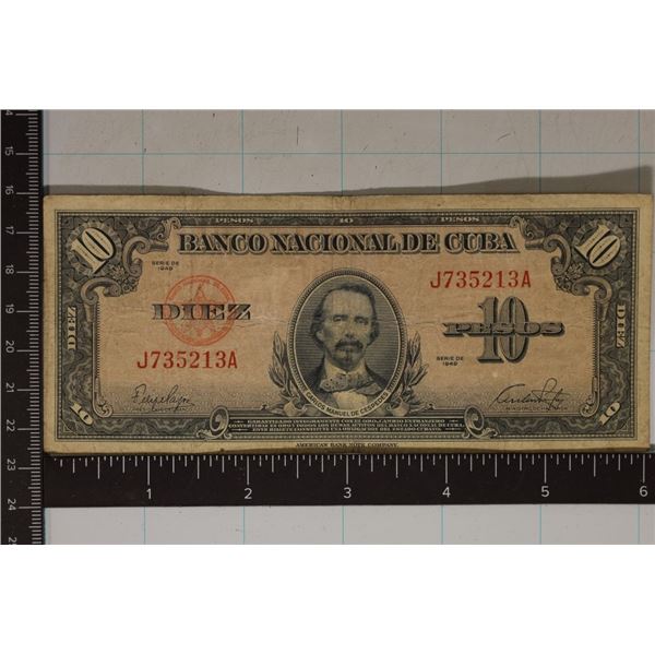 1949 CUBA 10 PESO BILL
