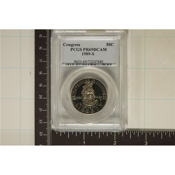1989-S US CONGRESS HALF DOLLAR PCGS PR69 DCAM