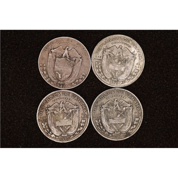 1947, 2-1953 & 1961 PANAMA SILVER 1/10TH BALBOAS