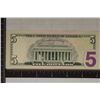 Image 2 : 2006 CRISP UNC US STAR $5 FRN COLORIZED NOTE