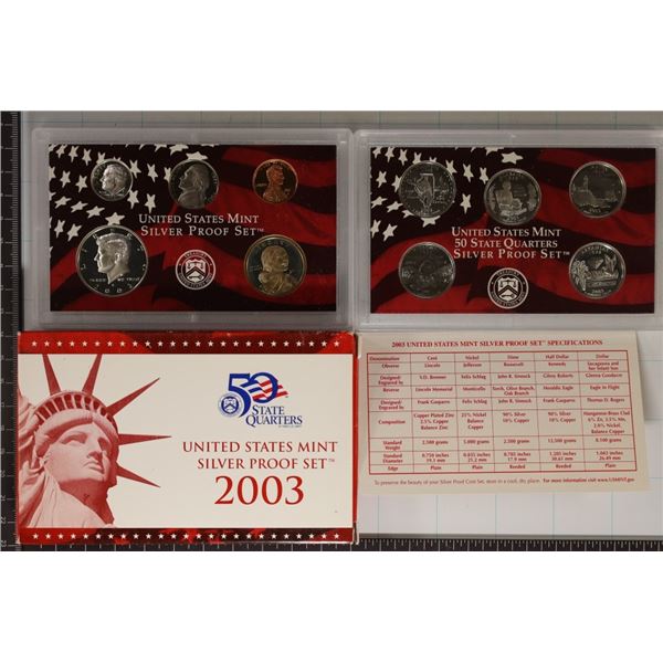 2003 US SILVER PROOF SET (WITH BOX) & CERTIFICATE