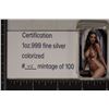Image 1 : 1 TROY OZ .999 FINE SILVER TOPLESS WOMAN ART BAR