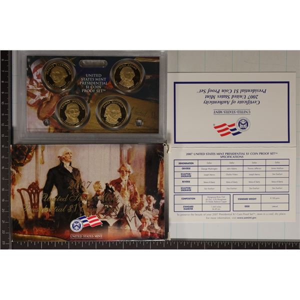 2007 US PRESIDENTIAL DOLLAR 4 COIN PF SET WITH BOX