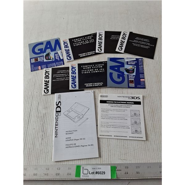 Gameboy, DS and 3DS Manual Lot