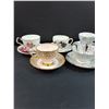 Image 4 : (5) Tea Cup & Saucer Sets: Windsor, Queen Anne, Royal Grafton, Misc
