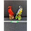 Image 1 : Cardinal & Blue Jay Ceramic Bird Figurines - 8" Tall
