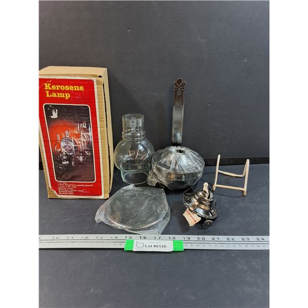 Kerosene Lamp (Appears New w/Box) & Plate Display Holder