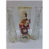Image 2 : (2) Clear Glass Flower Vases & Scottish Solider Figurine
