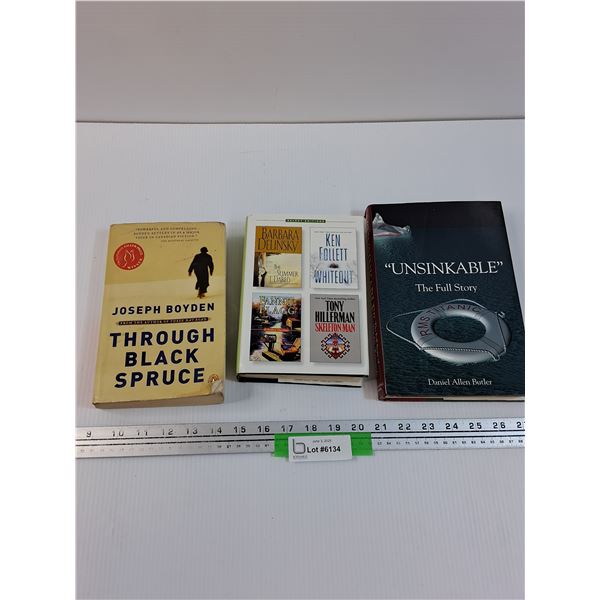 (3) Books: Through Black Spruce, Unsinkable (Titanic), Assorted Writers
