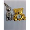 Image 2 : Gold Toned Teddy Bear & Silver Cat Pocket Watches - Working