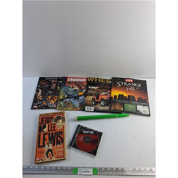 Butane Candle, Various Magazines and Jerry Lee Lewis Book