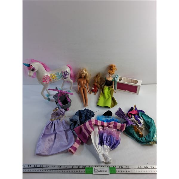 Barbie Dolls, Pony and Dresses
