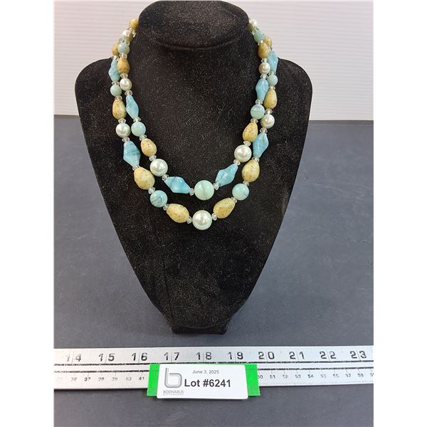 ^ Vintage Two Strand Beaded Necklace