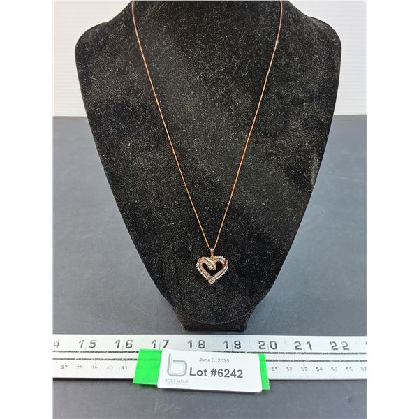 ^ Sterling Silver Rose Gold Plated Heart Pendant Necklace