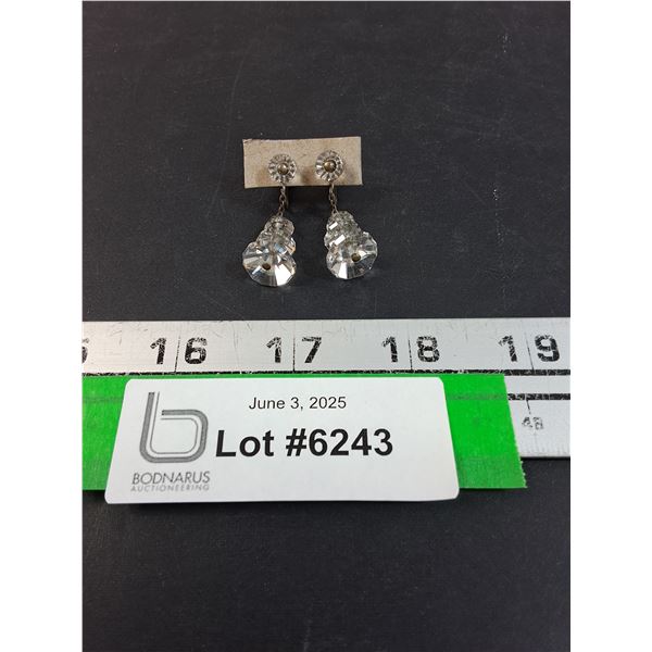 ^ Vintage Sterling Silver & Glass Clip-On Earrings