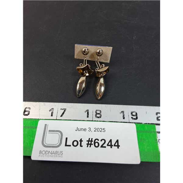 ^ Vintage MCM Style Metal Clip-On Earrings