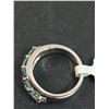 Image 4 : ^ Ladies Sterling Silver Ring - Aquamarine Stones - Size 6