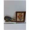 Image 1 : Floral Art in Frame  & Wolf Mantle Decor