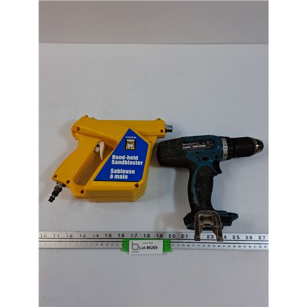 Power Fist Hand Held Sandblaster & Makita Battery Operated Drill (No Battery) - As Is