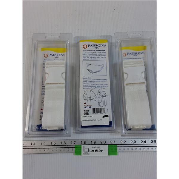 (3) Parsons ADL Gait Belt w/Handles
