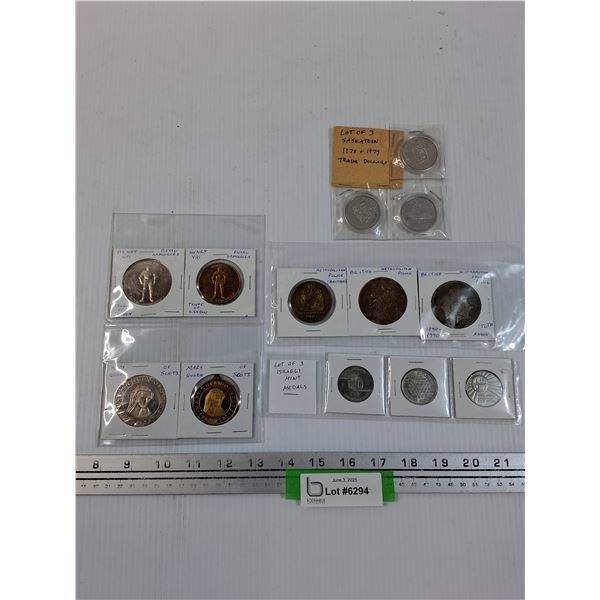 (5) Sets of Token/Medals: Royal English Family, Saskatoon, Israeli Mint Medals, Police