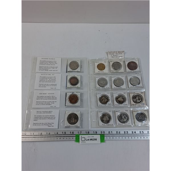 (16) Trade/Token Coins: Waterloo, Battle of York, Regina Tokens & Medals, Misc