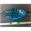 Image 1 : Footed Blue Glass Dish 12" Long x 4" Tall