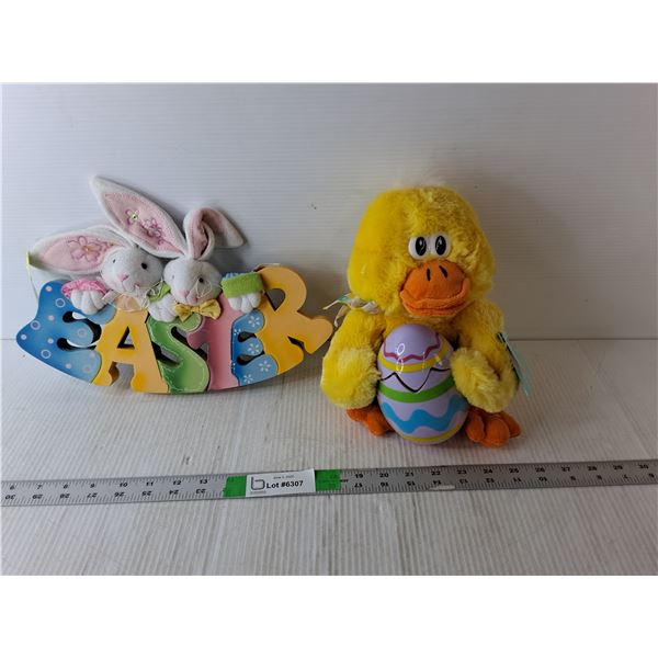 Easter Lot- Singing Duck, Wood Sign